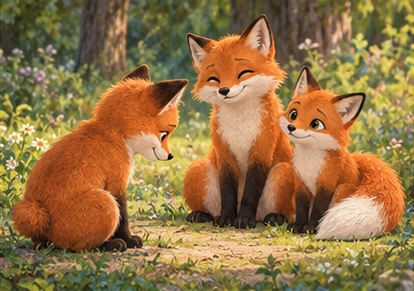 Short-tailed fox apologising kindly to friends.