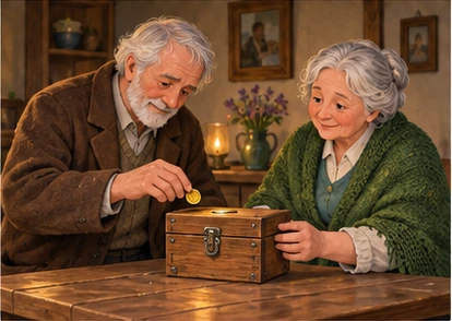 Gardener and neighbour securing remaining small savings indoors.