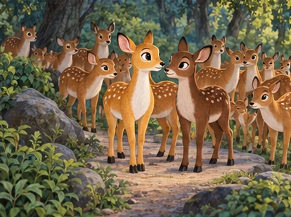 Beauty helps Brownie reunite his herd beside a quiet woodland route.