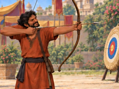 The tall partner struggles to aim before a supervised public target contest.