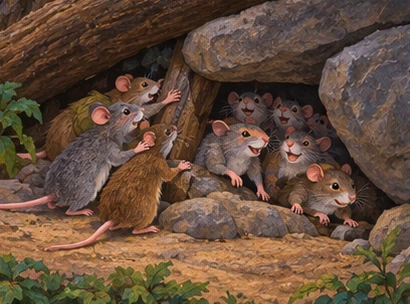 The rat troop opens a small side gap and frees their trapped friends.