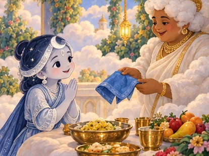 Moon asks a kindly host for a clean cloth beside the feast table.